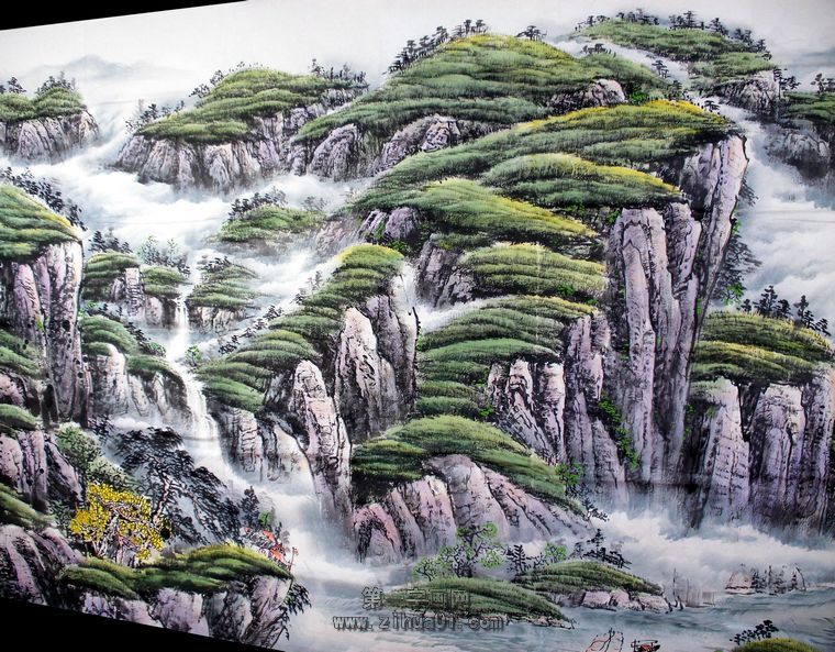 八尺山水國畫作品