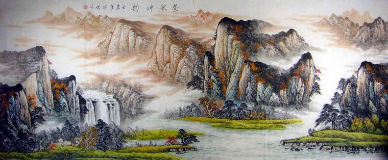 八尺水墨山水畫作品