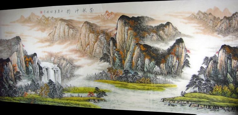 八尺水墨山水畫作品