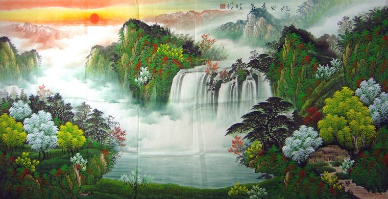 大瀑布山水畫(huà)