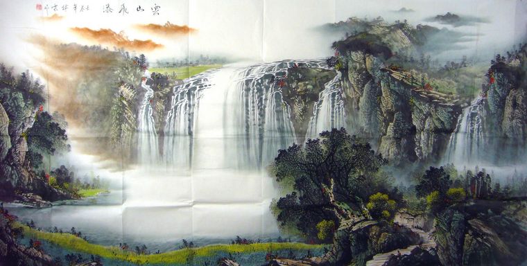 八尺山水飛瀑圖