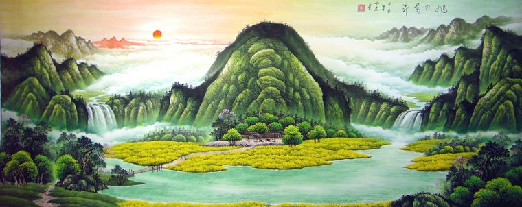 八尺風水山水畫