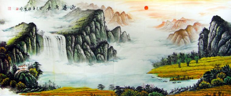 八尺山水畫佳作