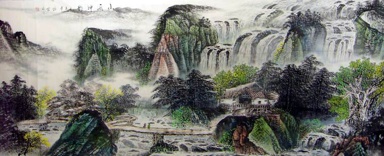 小八尺山水國(guó)畫(huà)