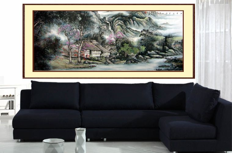 八尺山水國畫精品
