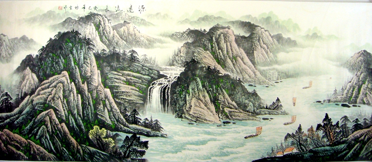 小八尺山水畫