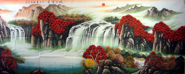 小八尺風水山水畫