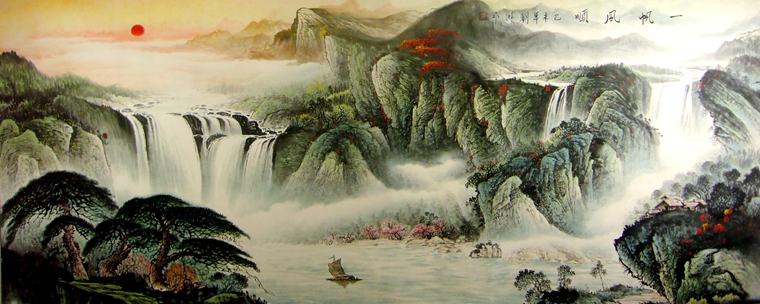 國畫山水作品一帆風(fēng)順