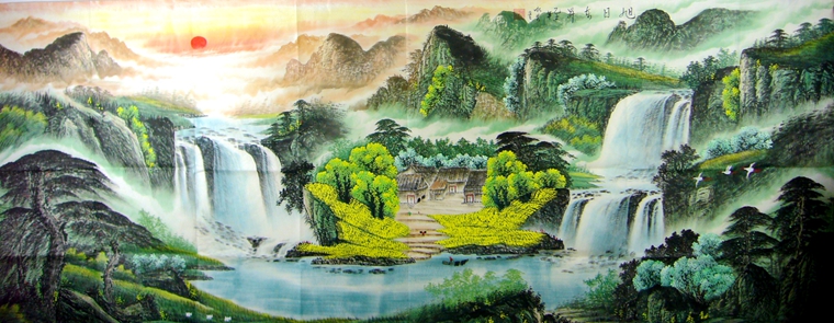 酒店宴會廳掛的山水畫