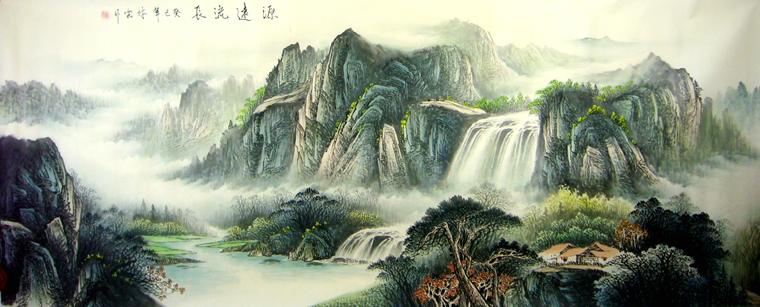 小八尺瀑布山水畫