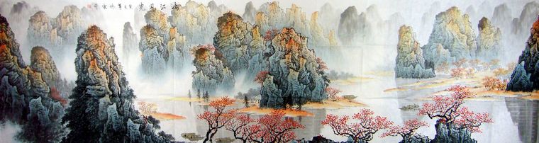 巨幅漓江山水畫