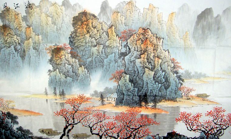 巨幅漓江山水畫