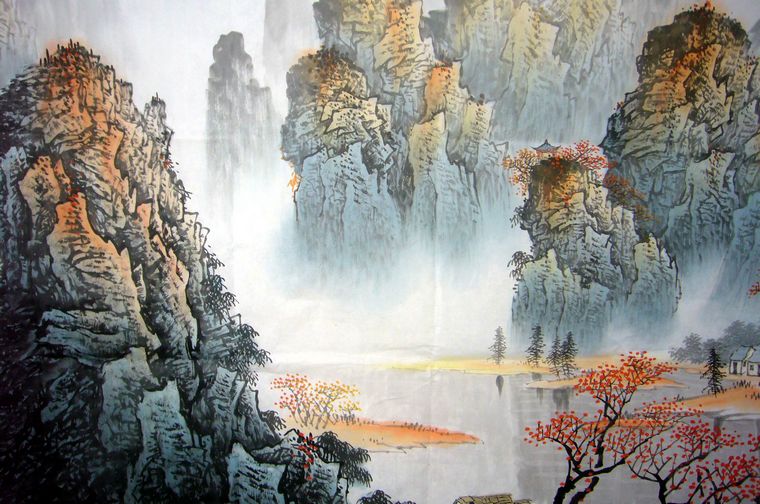 巨幅漓江山水畫