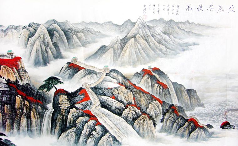 巨幅國畫幽燕金秋圖