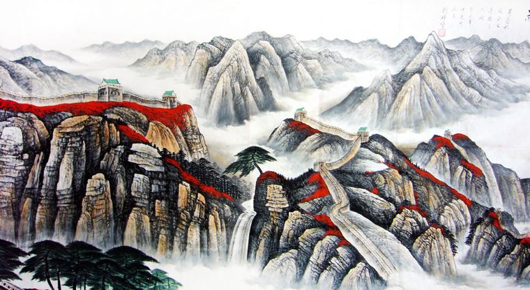 巨幅國畫幽燕金秋圖
