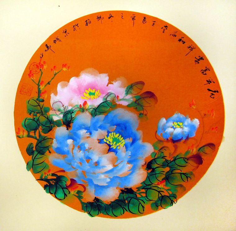 小斗方寫意牡丹