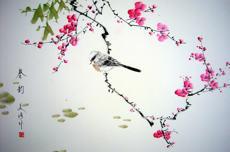 客廳掛的花鳥畫