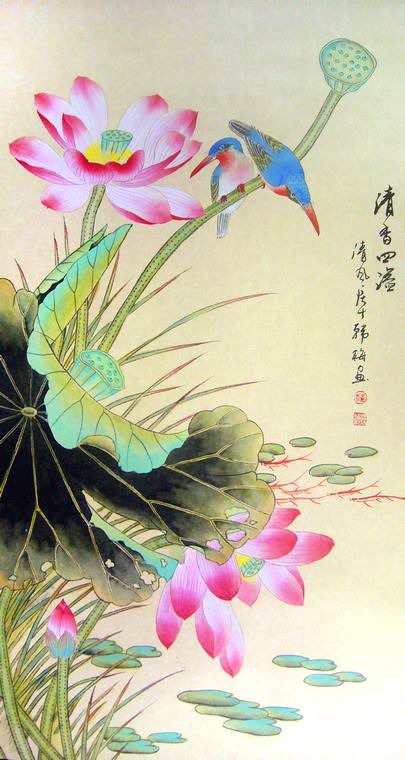 工筆花鳥畫條幅