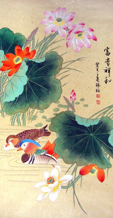 國畫鴛鴦戲水