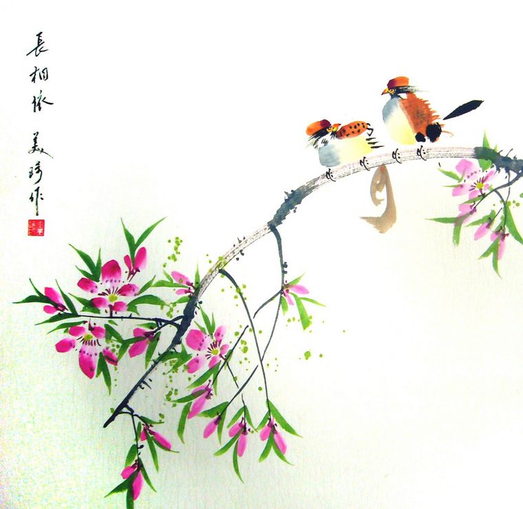 臥室花鳥掛畫