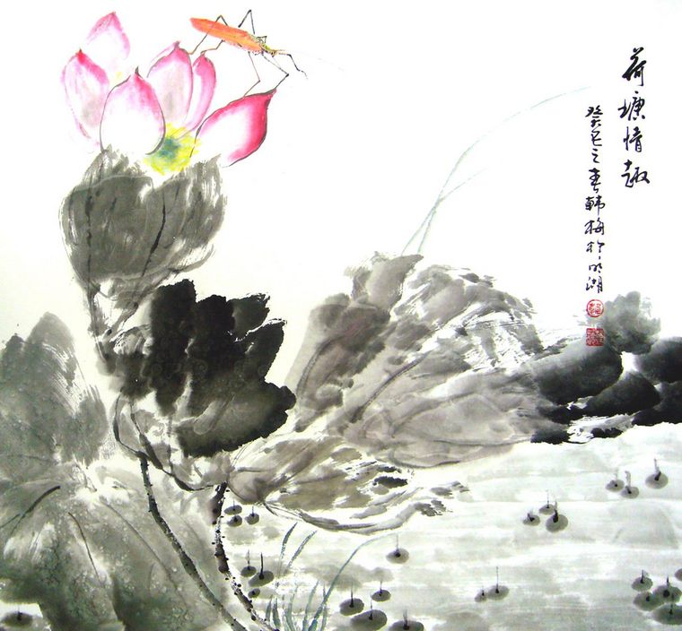 水墨畫荷花