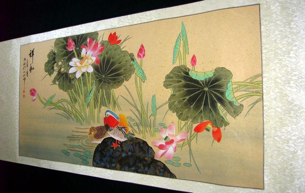 鴛鴦荷花圖