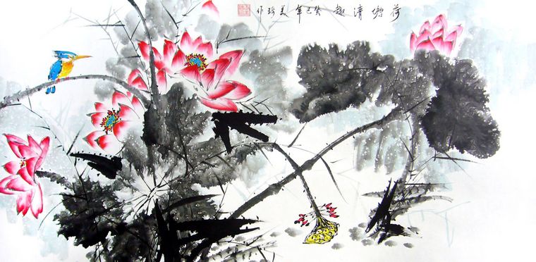 水墨國畫荷花