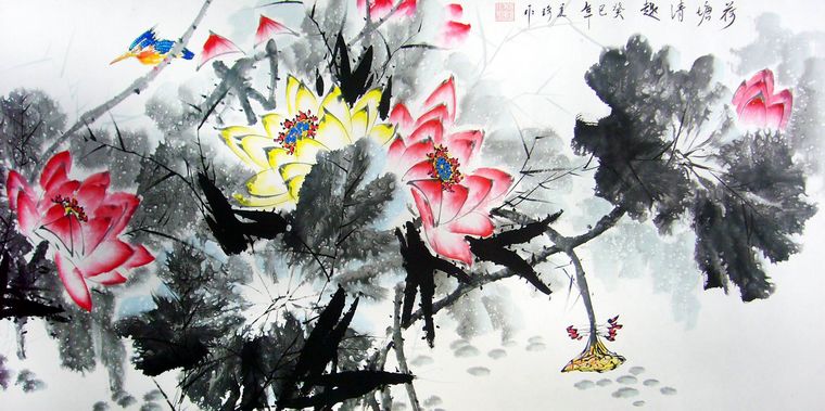 水墨荷花國畫