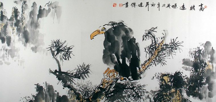 雄鷹國畫