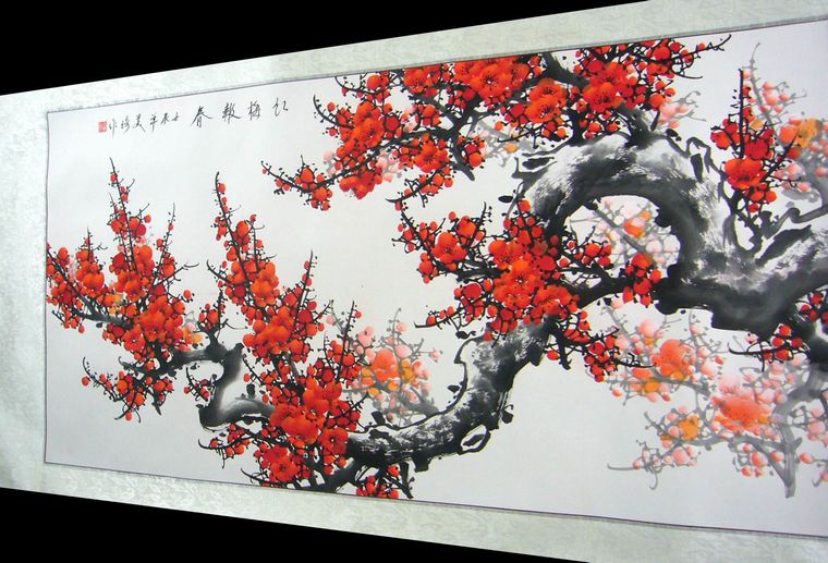 三尺紅梅畫