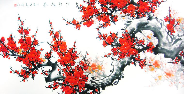 三尺紅梅畫