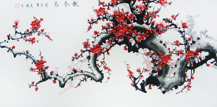 四尺國畫紅梅
