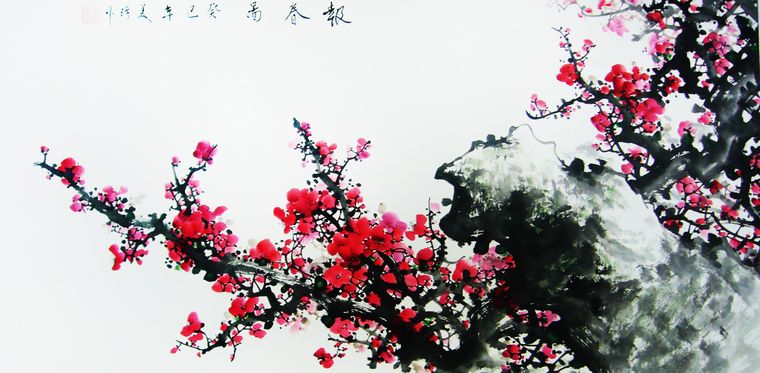 四尺水墨畫報春圖