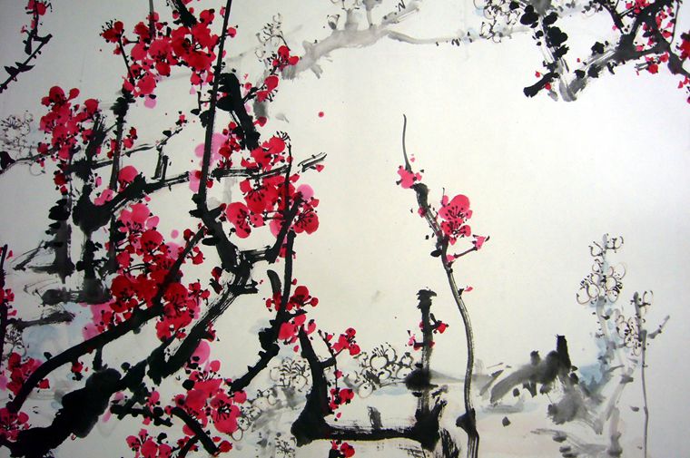 四尺國畫紅梅獻瑞圖
