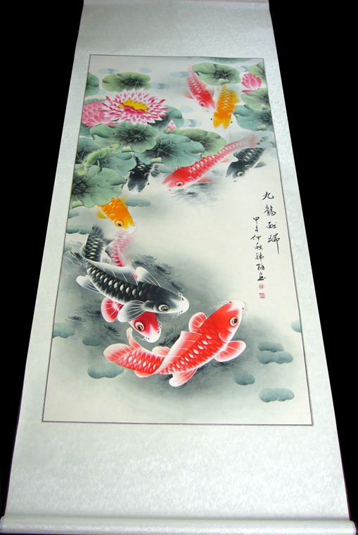 國畫荷花鯉魚