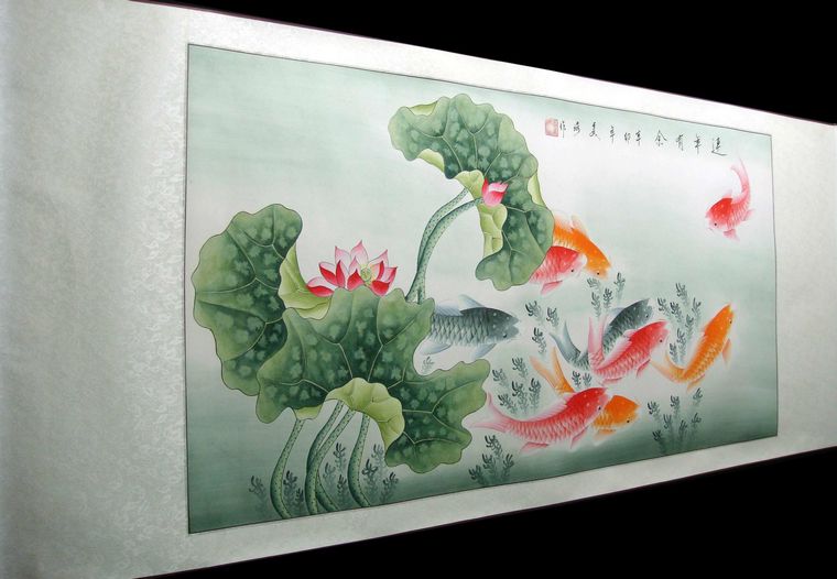 連年有余工筆畫