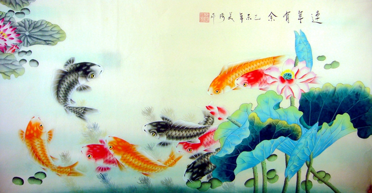 工筆九魚圖