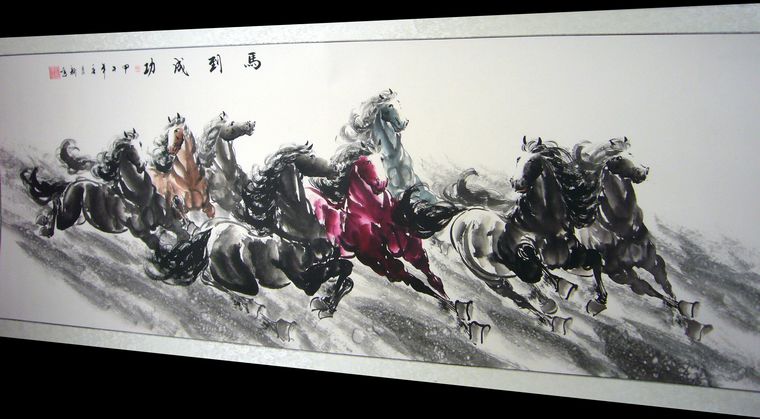仿徐悲鴻八駿圖