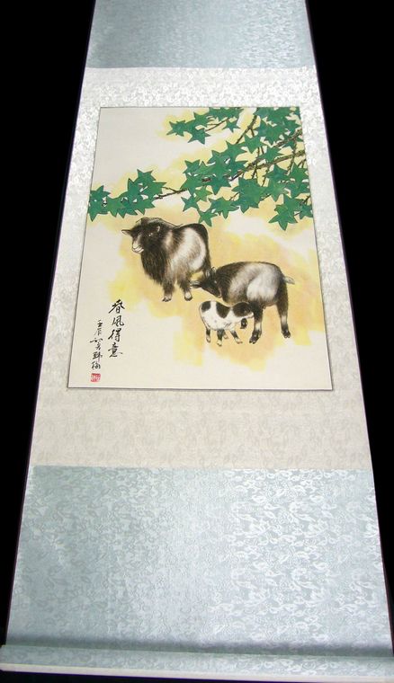 國畫三羊圖
