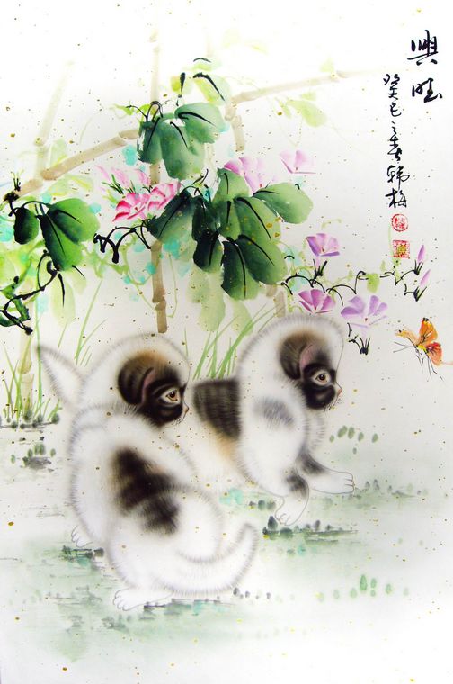 國畫小狗
