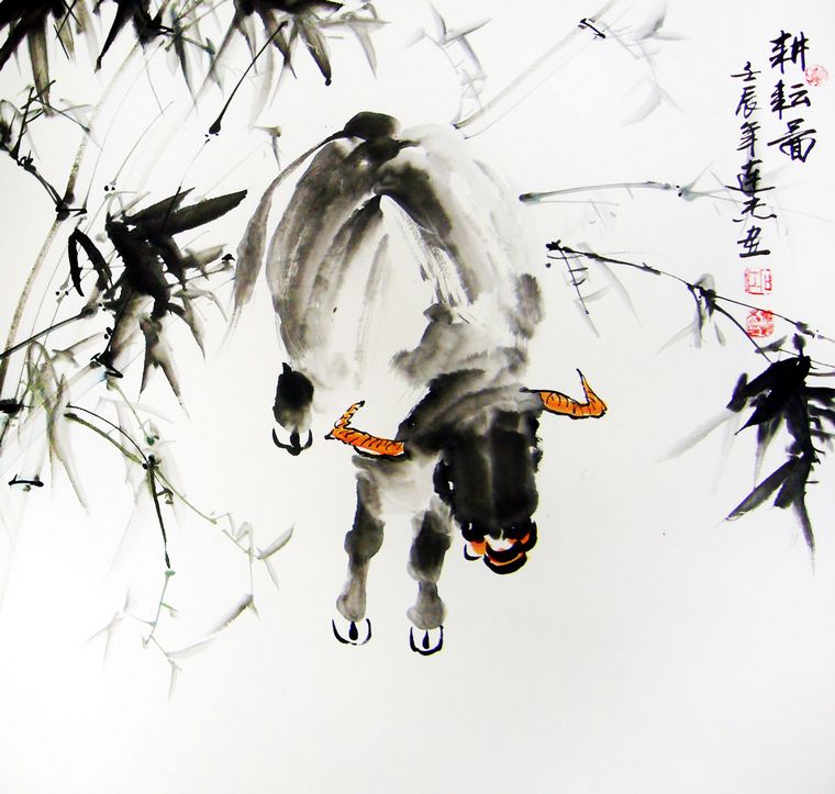 水墨畫牛