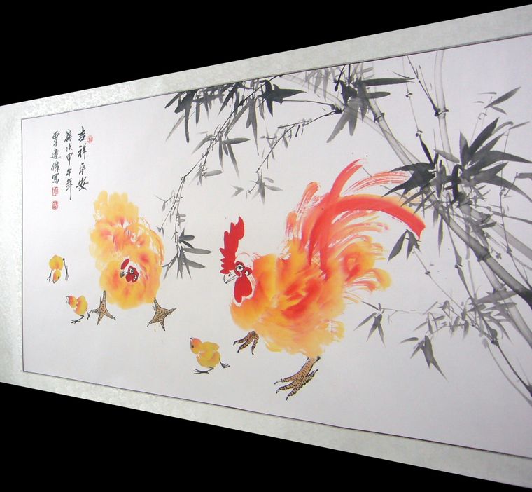 吉祥如意雄雞圖