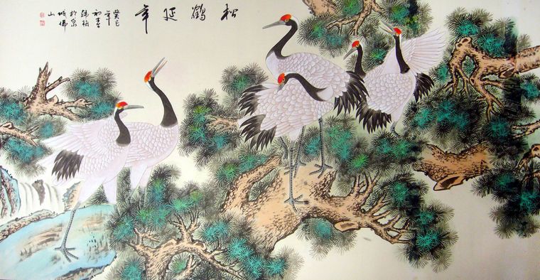 六尺國(guó)畫松鶴延年