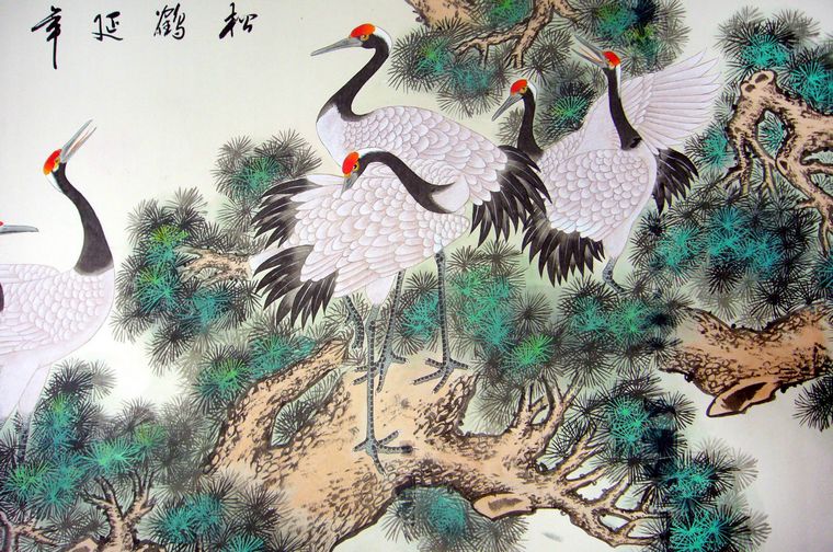 六尺國(guó)畫松鶴延年