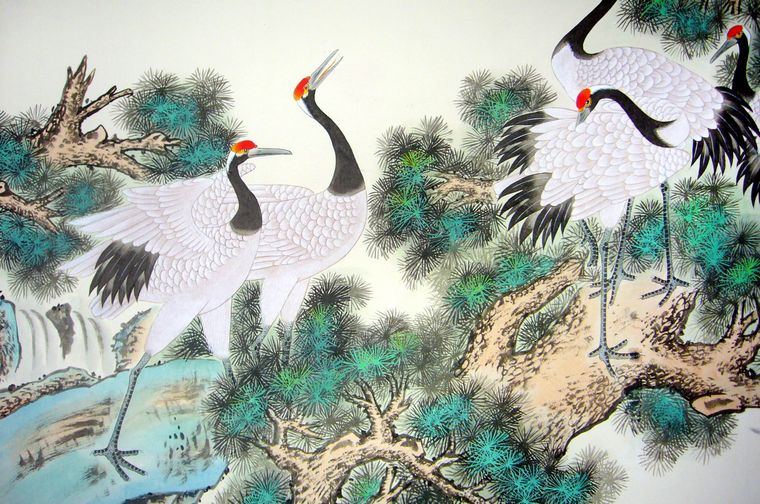 六尺國(guó)畫松鶴延年