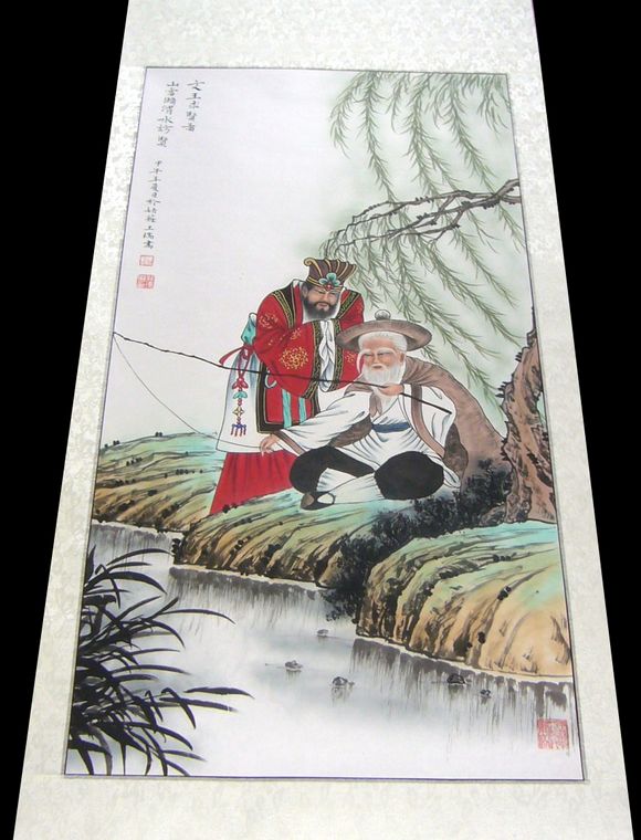 四尺豎幅文王求賢圖
