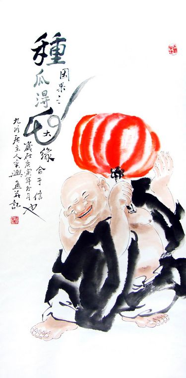 四尺人物畫種瓜得瓜