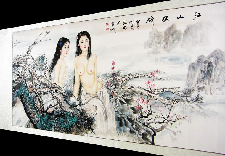 精品人物畫江山雙嬌