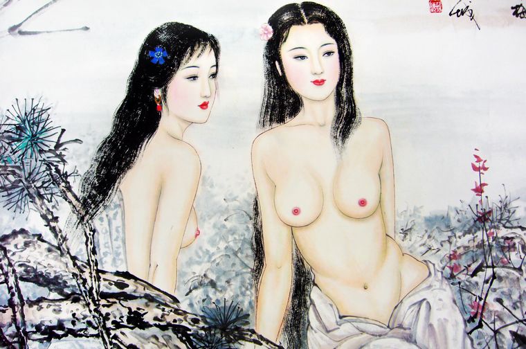 精品人物畫江山雙嬌