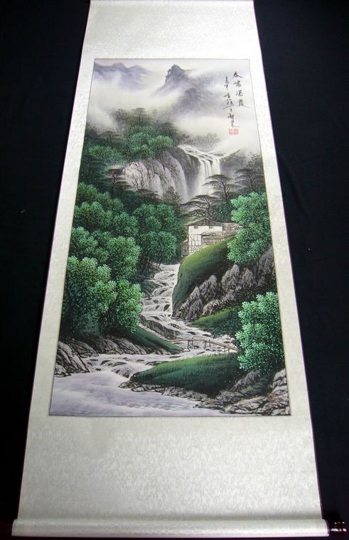 春夏秋冬山水畫四條屏